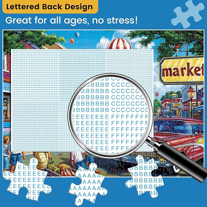 500 Piece Puzzles for Adults,Shopping Street Life Jigsaw Puzzle with Letters on Back,No Dust,Birthday and Barious Holiday Party,Challenging Family Games Gifts for Friends Men Women Seniors, 20.5*15In