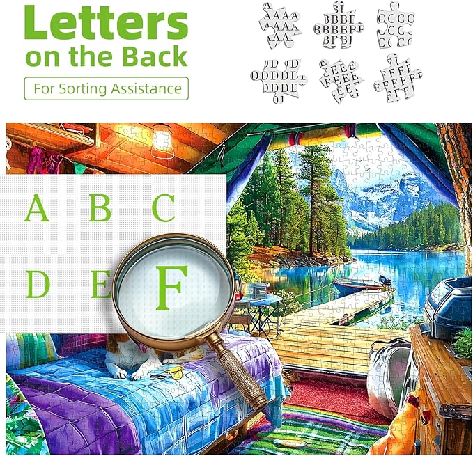 1000 Piece Jigsaw Puzzles for Adults, Camping Tent - Mountain Scenery, Impossible Hard Difficult Challenging Puzzles for 1000 Pieces, Gift for Adults Jigsaw Puzzles Lovers, 27.5 x 19.7 inch