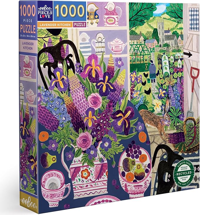 eeBoo 1000 Piece Puzzle - Lavender Kitchen Jigsaw Puzzle for Adults, Square 23" x 23" Made with Recycled Board & Vegetable-Based Ink