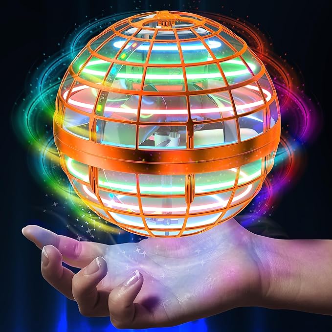 2025 Flying Orb Ball Toy,Cosmic Globe Boomerang Hover Ball Galactic Fidget Spinner, Hand Drone Orbit, Cool Toys Gift for 6 7 8 9 10+ Year Old Boys Girls Teens Outdoor Toys(Orange)