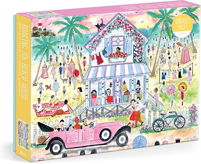 Galison Roaring 20s Beach House – 1000 Piece Michael Storrings Jigsaw Puzzle Featuring Beautiful Artwork of 1920s Inspired Beach House
