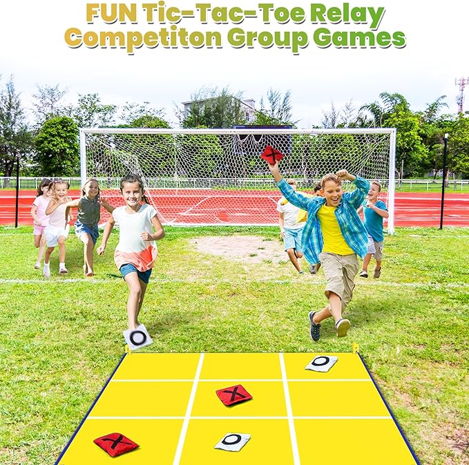 2-in-1 Giant Bean Bag Toss & Large Tic Tac Toe Outdoor Games for Kids Adults-4.5ft Giant Outside Lawn Yard Camping Field Day Games for Kid Family-Backyard Fun Carnival Outdoor Giant Yard Games