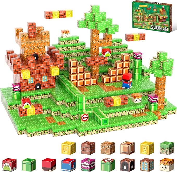 Magnetic Blocks - 80Pcs Building Cubes Adventure Game Set, Building Blocks STEM Sensory Creative Toys Games for Kids Boys & Girls