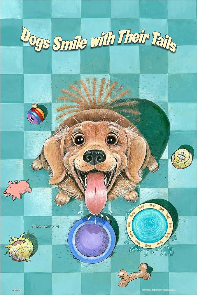 PieceRelax PieceClicks Plastic Jigsaw Puzzle for Adults 500 Pieces - Gary Patterson - Dogs Smile with Their Tails - 18.8 X 12.6 Inches, Most Satisfying Table Games, No Glue Needed [U1058]