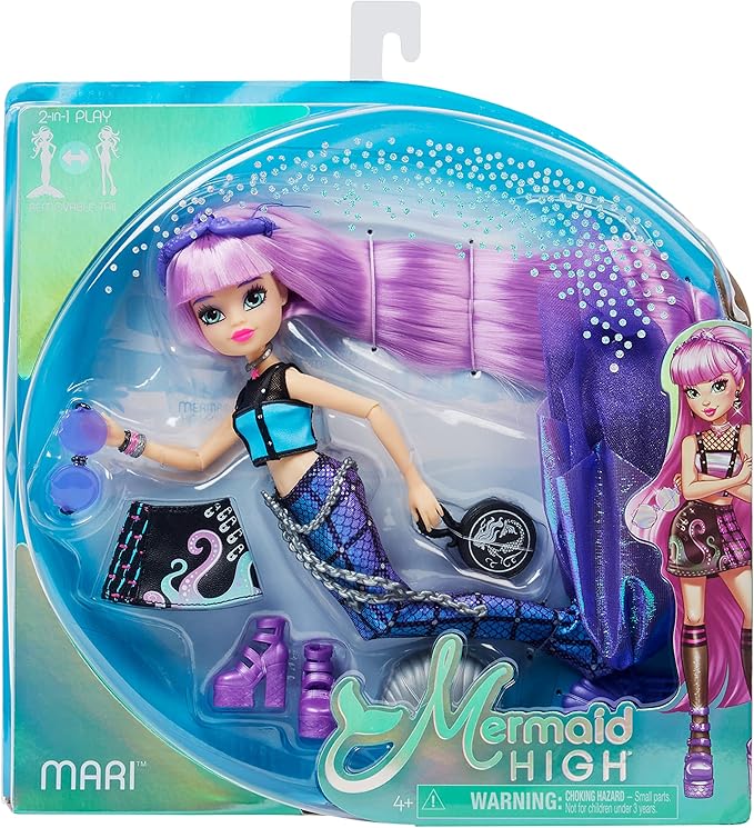 MERMAID HIGH, Mari Deluxe Mermaid Doll & Accessories with Removable Tail, Doll Clothes and Fashion Accessories, Kids Toys for Girls Ages 4 and up