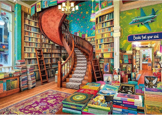 Vintage Bookstore Maze 1000 Piece Puzzle for Adults, Fun Puzzles for Adults 1000 Pieces with HD Print & Poster, 27.5 * 19.7 in Dust Free, for Gifts Halloween Christmas Family Games Lovers