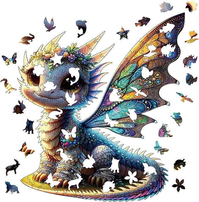 Wooden Puzzles for Adults, Dragon Wooden Puzzles 200 Pieces, Irregular Animals Fun Puzzles for Adults