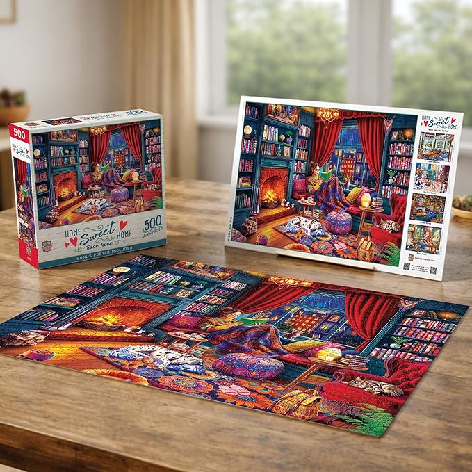 Masterpieces 500 Piece Jigsaw Puzzle for Adults, Family, Or Youth - Book Nook - 15"x21"
