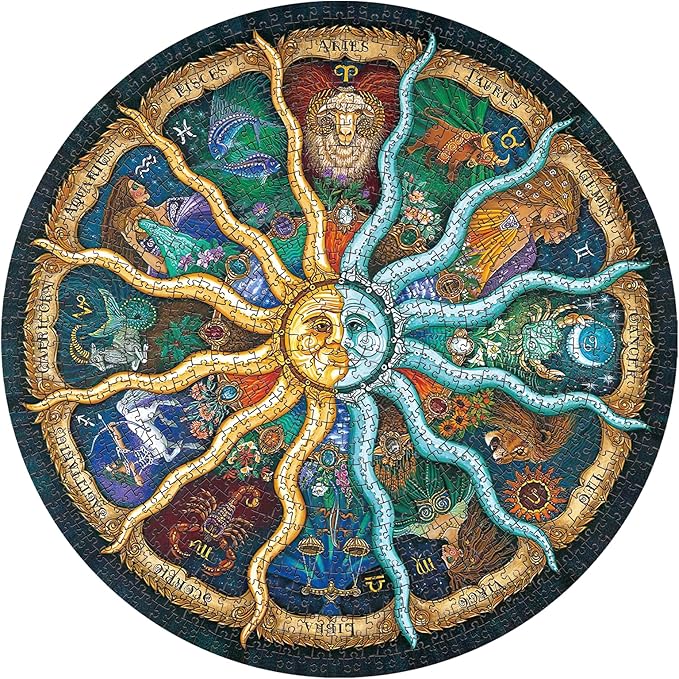 Zodiac Puzzles for Adults 1000 Pieces - Round Horoscope Astrology Jigsaw Puzzle, Challenging Difficult Mandala Constellation Puzzle for Adults, 26.7 Inch