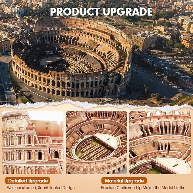 CubicFun 3D Puzzles for Adults Kids New Version Italy Rome Colosseum Jigsaw Puzzle DIY Building Model Kit Birthday Gift for Boys Girls Age 10+, 163 Pieces Easter Gift
