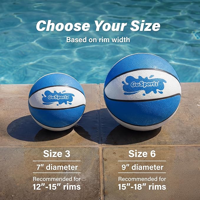 GoSports Water Basketballs 2 Pack - Choose Between Size 3 and Size 6, Great for Swimming Pool Basketball Hoops