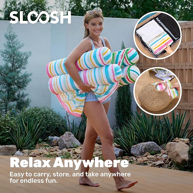 Sloosh 3 Pack 4-in-1 Inflatable Pool Floats - Water Hammock Lounges, Multi-Purpose Swimming Pool Accessories (Saddle, Lounge Chair, Drifter) for Pool, Lake, Outdoor, Beach