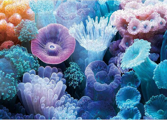 1000 Piece Puzzles for Adults,Colorful Coral Anemone Jigsaw Puzzle,Blue Ocean Puzzles 1000 Pieces,Creative Games Difficult Underwater World Puzzle Home Decor Toy for Adults (27.5"x19.6"), 1:1 Poster
