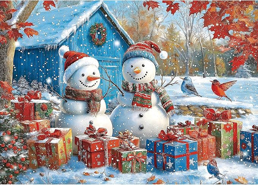 Winter Snowman Fun 1000 Piece Puzzle for Adults, Fun Puzzles for Adults 1000 Pieces with HD Print & Poster, 27.5 * 19.7 in Dust Free, for Gifts Halloween Christmas Family Games Lovers