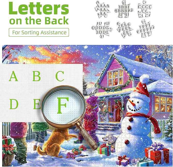 Christmas Puzzles for Adults 1000 Pieces, Christmas Snowman Ice Sculpture with Dog Jigsaw Puzzles Adults and Teens Family Challenging for Game Nights (27.5 x 19.7 inch)