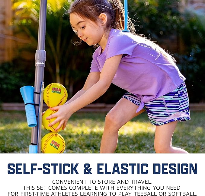 Franklin Sports Grow-with-Me Kids Baseball Batting Tee + Stand Set for Youth + Toddlers - Youth Baseball, Softball + Teeball Hitting Tee Set for Boys + Girls