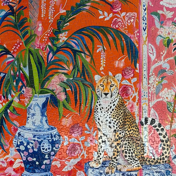 Springbok Cheetah and Ginger Jar 500 Piece Jigsaw Puzzle for Adults - Unique Cut Pieces - Made in USA