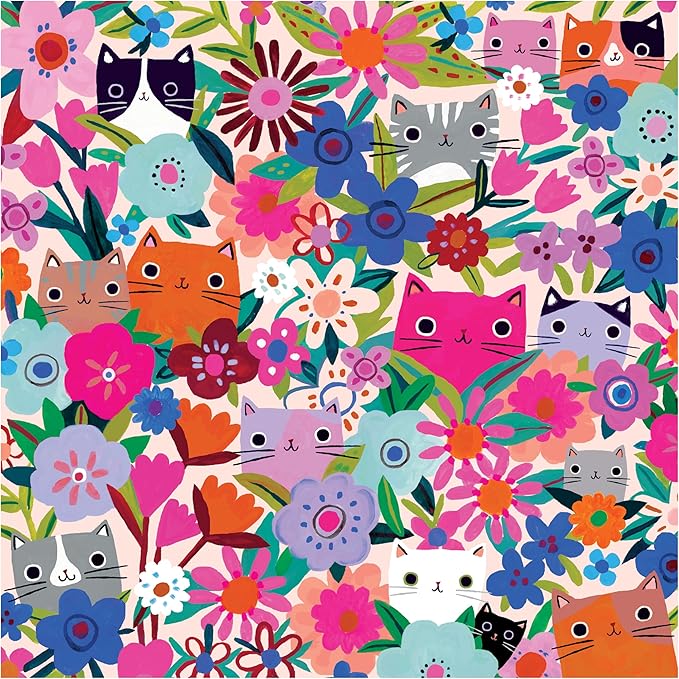 Mudpuppy Blooming Cats – 500 Piece Family Jigsaw Puzzle with Colorful and Fun Illustrations of Floral Themed Cats for Children Ages 8 and Up