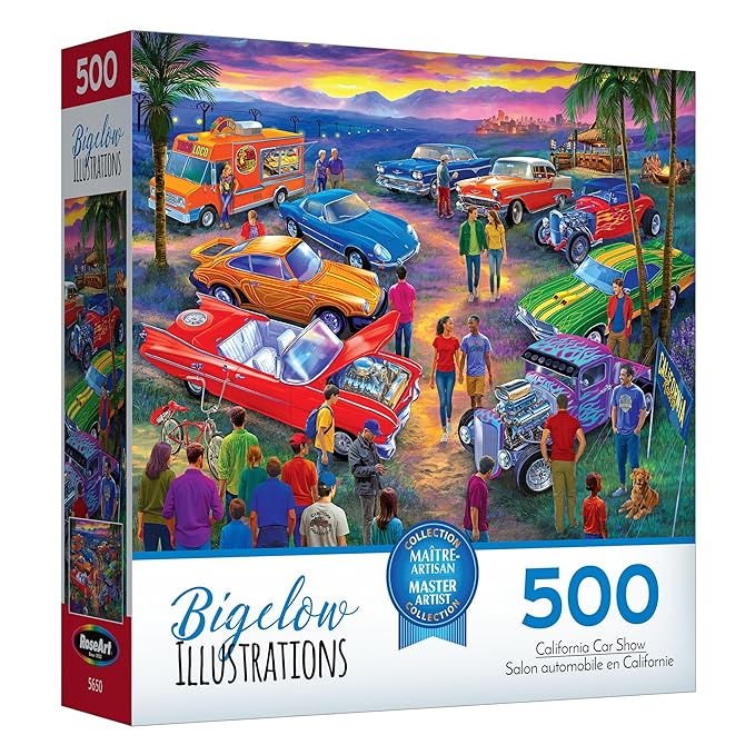 Roseart - Bigelow Illustrations - California Car Show - 500 Piece Jigsaw Puzzle for Adults