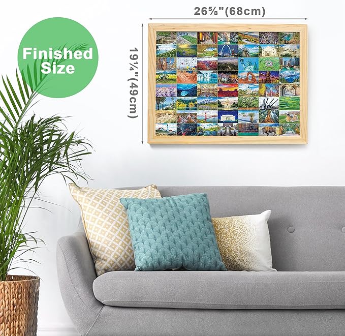 BenBen 1000 Piece Puzzle for Adults, Iconic America, 56 USA Landmarks, Travel Landscape Puzzle Including National Parks, Jigsaw Puzzles with Letters or Patterns on Back