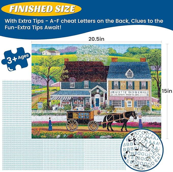 500 Pieces Puzzle for Adults,Town & Country Puzzle,Recycled Cardboard Prairie Wind Flowers Puzzles 500 Piece,Challenging Game Home Decor Birthday Party Gift Toy for Adults Kids Seniors 20.5 * 15 in