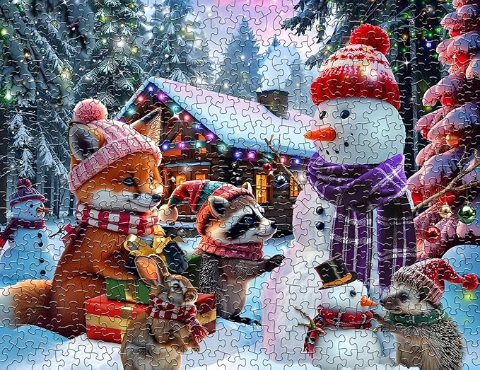 Springbok Christmas Critters 500 Piece Jigsaw Puzzle for Adults and Family - Unique Cut Pieces - Made in USA
