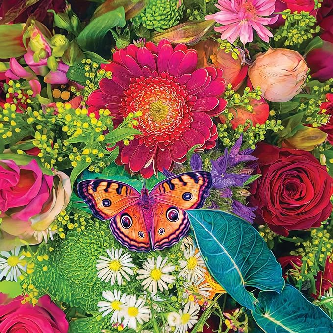 Springbok Spring Fever 500 Piece Jigsaw Puzzle for Adults - Colorful Butterfly and Flowers - Relaxing Puzzle with Unique Precision Fit Pieces - Finished Size 20" x 20"