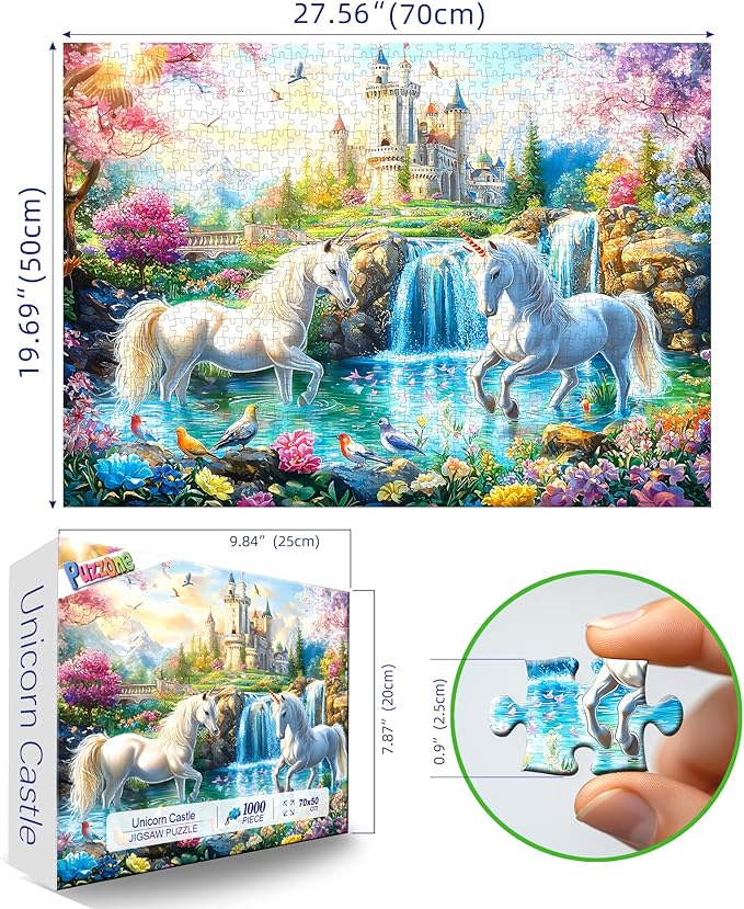 1000 Piece Jigsaw Puzzles for Adults, Unicorn Castle Puzzles for Adults, Impossible Challenging Difficult Puzzle Gift for Adult Jigsaw Puzzles Lovers (27.5"x19.7")