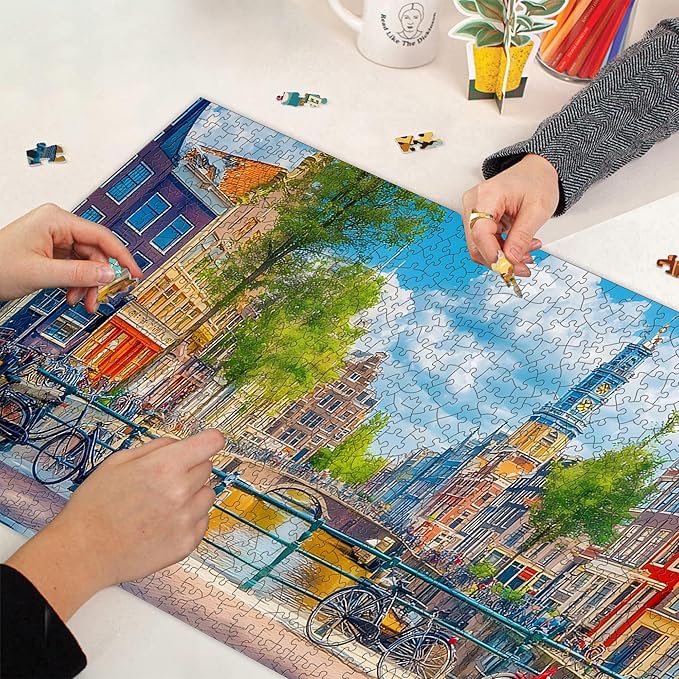 Bimkole Amster Canal Puzzles for Adults 1000 Pieces, Architecture Paper Jigsaw Puzzle 1000 Pieces - Fun and Challenging Family Decoration Puzzle Great Gift Idea, Finished Size is 31.5 x 16.14 in