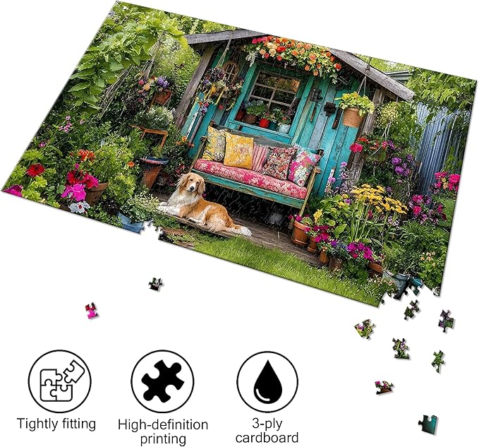 Bimkole Garden Retreat Puzzles for Adults 1000 Pieces, Landscape Paper Jigsaw Puzzle 1000 Pieces - Fun and Challenging Family Decoration Puzzle Great Gift Idea, Finished Size is 31.5 x 16.14 in