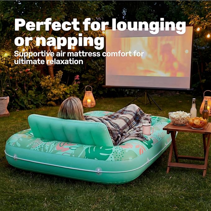 SLOOSH Inflatable Tanning Pool Lounger Float, 70" x 46" Pool Floats Adult with Pillow, 4 in 1 Suntan Tub Raft Floatie,Sunbathing Bed Lounge for Water Blow Up Ball Pit Party Gifts, L-Aqua Blue