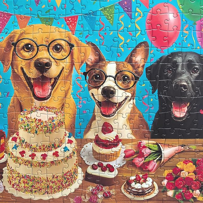 300 Piece Puzzles for Adults Large Piece - Jigsaw Puzzle for Kids 6-8 8-10 - Puppy Birthday Party