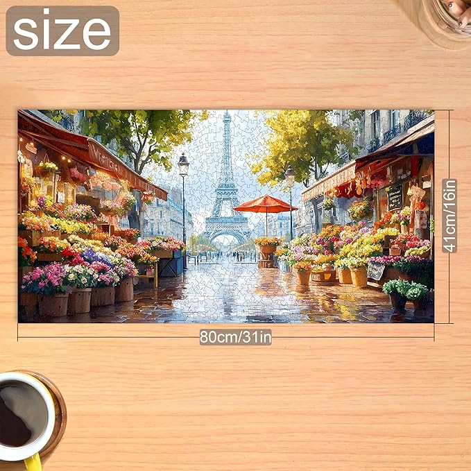 Bimkole Eiffel Tower Puzzles for Adults 1000 Pieces, Flower Paper Jigsaw Puzzle 1000 Pieces - Fun and Challenging Family Decoration Puzzle Great Gift Idea, Finished Size is 31.5 x 16.14 in