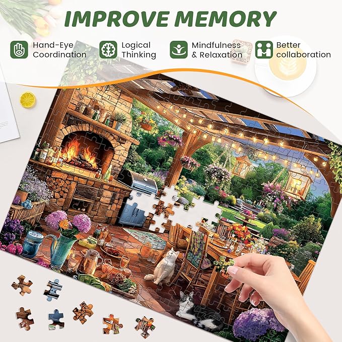 300 Pieces Puzzles for Adults | Manor Cat Jigsaw Puzzles 300 Piece for Children Adults Seniors | Sturdy,Safe Large Piece Puzzle | Engaging & Educational Toys Great Gift for Boys Girls 20.5 x 15 in