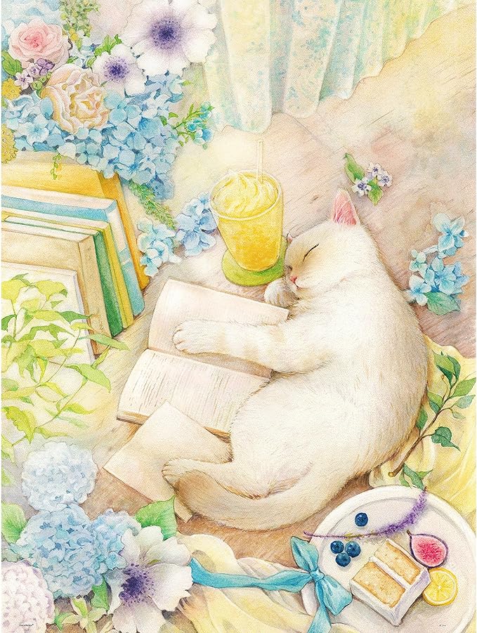 PieceRelax PieceClicks Plastic Jigsaw Puzzle for Adults 1000 Pieces - Jina - A Napping Cat - 25.2 X 18.9 Inches, Most Satisfying Table Games, No Glue Needed [U1050]