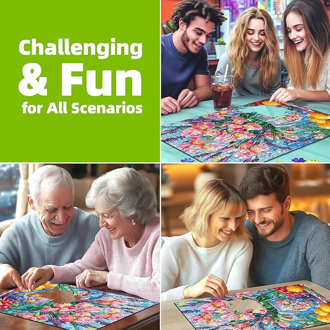 Colorful Floral 500 Piece Jigsaw Puzzles for Adults Vintage Vase with Iris Flower Still Life Art Puzzles with Letters on Back Perfect for Family Seniors Game Nights Adult (23”x15”)