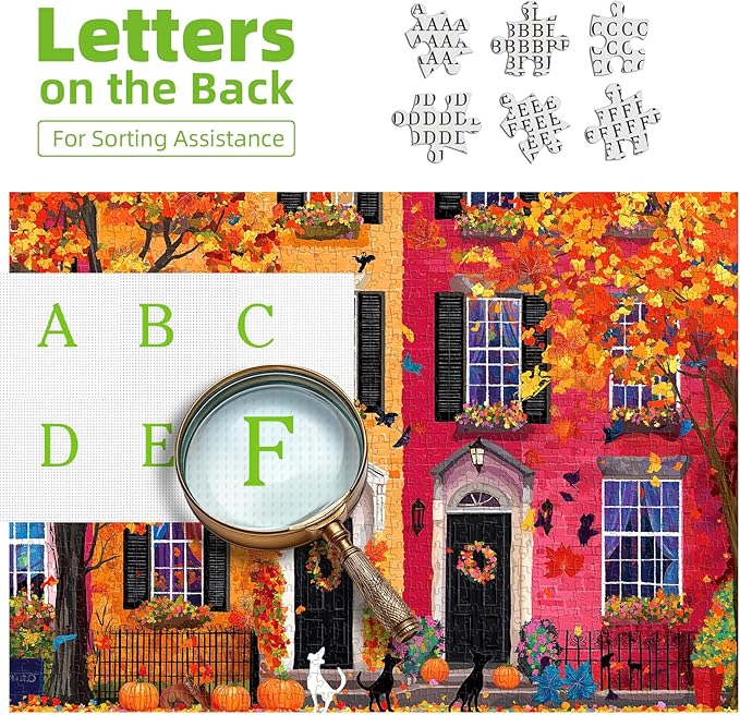 Color Townhouses 1000 Piece Puzzle for Adults, Funny Puzzles for Adults 1000 Pieces with HD Print & Poster, 27.5 * 19.7 in Dust Free, for 2026 Gifts Family Party Games