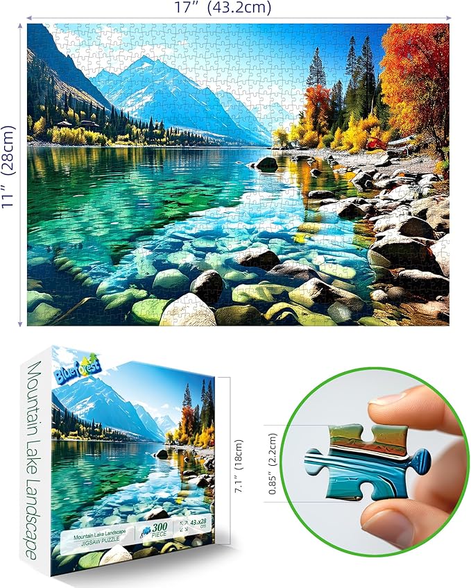 Blueforest 300 Piece Jigsaw Puzzle for Adults - Vibrant Mountain Landscape, Fun & Relaxing Puzzles for Stress Relief, 17x11 Inch