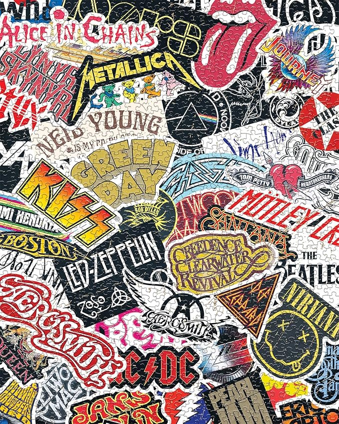 Springbok Rock & Roll 1000 Piece Jigsaw Puzzle for Adults & Family - Poster Now Included - Classic Music Icons, Guitar & Band Art - Unique Cut Pieces - Made in USA