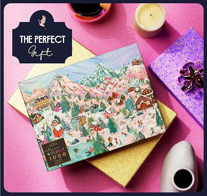 Elena Essex Chirstmas Puzzles for Adults 1000 Pieces - Alpine Holiday | Chirstmas Jigsaw Puzzles | 1000 Piece Puzzle | Fun Family Thanksgiving Landscape Puzzle | Size 20x28 inches