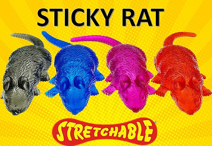 JA-RU Sticky Stretchy Rubber Rat Toy (1 Pack) – Fake Rat Toys for Kids, Halloween Pranks, Party Favors, Decorations & Gag Gifts – Squishy Sticky Fidget Toys. 053-1