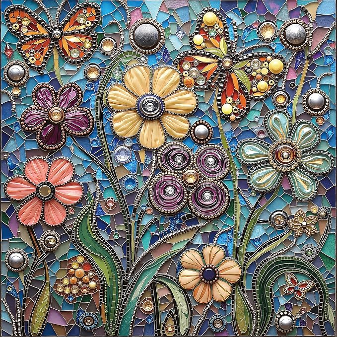Flower Diamond Jigsaw Puzzles for Adults 1000 Pieces, Challenging Puzzles Perfect for Game Night, Great Gift Idea, Size 24x24 in