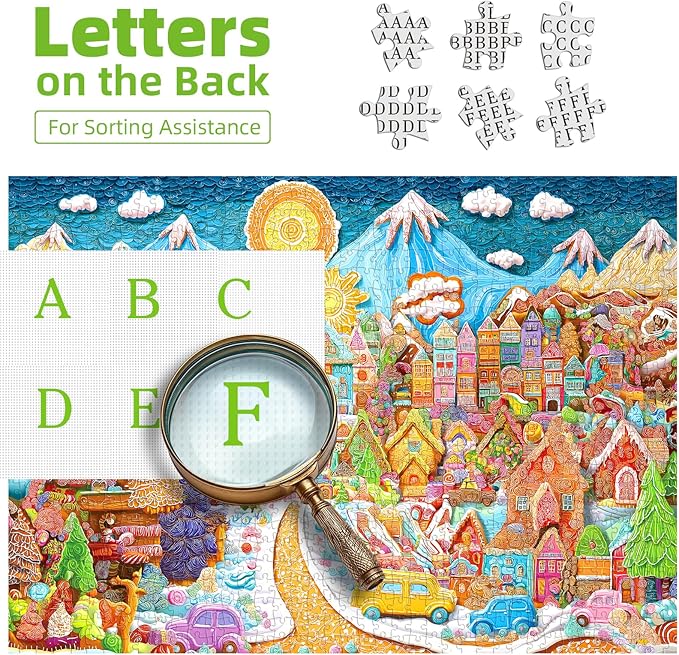 Christmas Cookies Puzzle for Adults 1000 Pieces, Art Gingerbread Village Jigsaw Puzzles Challenging Puzzle Perfect for Game Nights, 27.5 x 19.7 inch