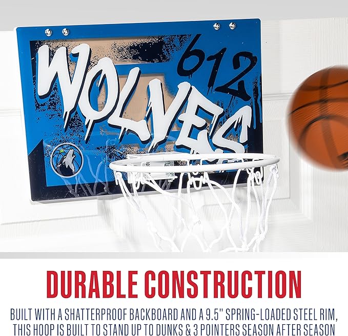 Franklin Sports NBA Team Over the Door Basketball Hoops - Kids Indoor Mini Basketball Hoop + Ball Set - NBA Fan Mini Hoops