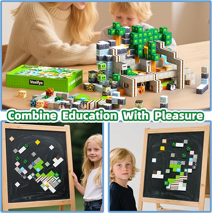 150PCS Magnetic Building Blocks Set Toys, Kids Classroom Magnet Blocks Toy for Toddlers STEM Learning, Construction Stacking Toy for Kids Boys and Girls Christmas Birthday Gifts