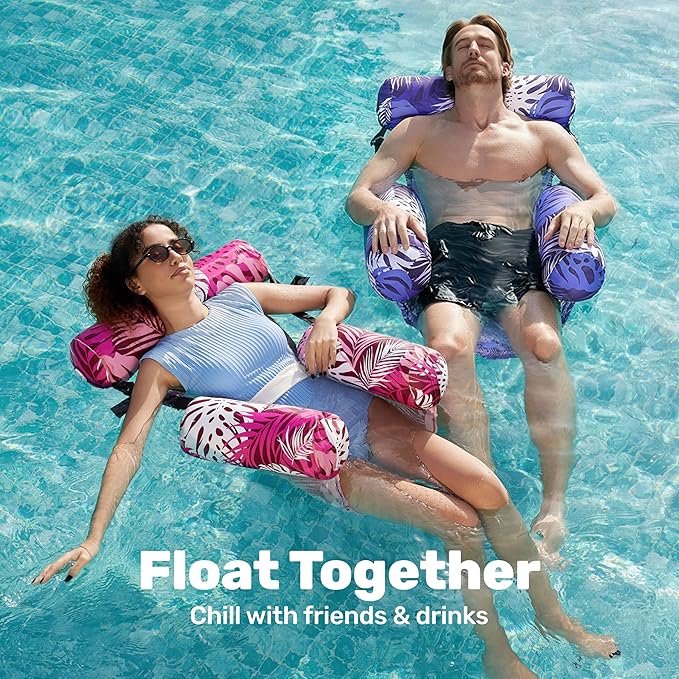 SLOOSH Inflatable Pool Floats Adult,2 Packs Floating Lounge Chairs,Blow up Pool Noodles for Adult Heavy Duty,Floating Chair for Party Summer Water Beach Lake Fun