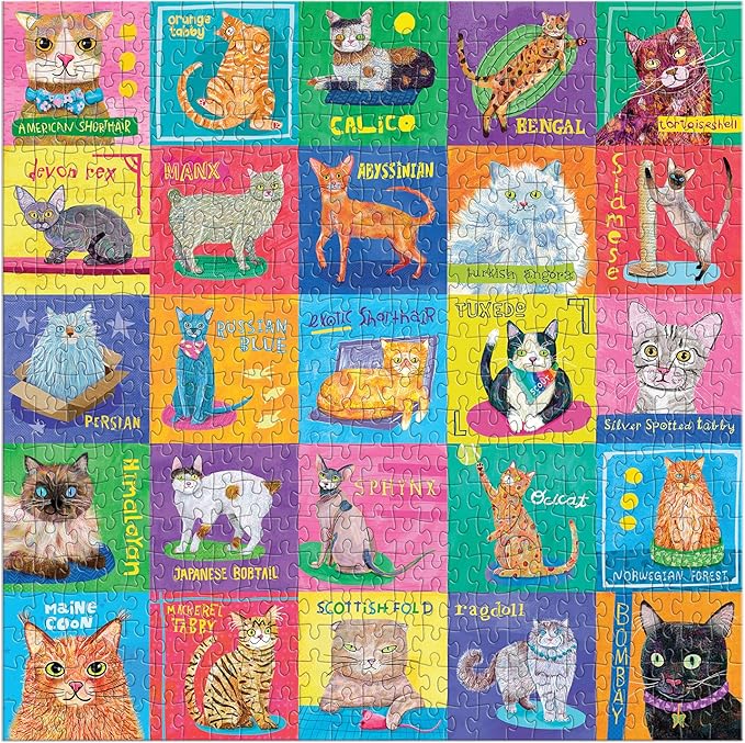 Mudpuppy Purr-FECT Portraits! – 500 Piece Family Jigsaw Puzzle with Colorful and Fun Illustrations of A Variety of Cats for Children Ages 8 and Up