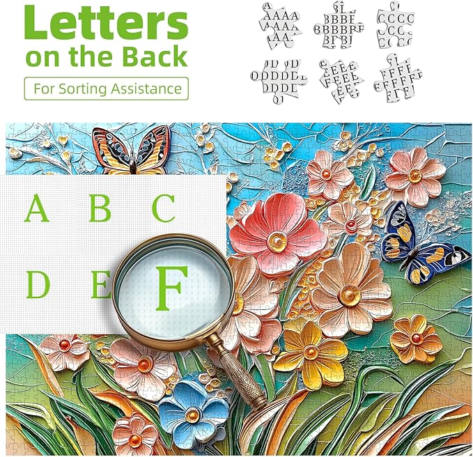 500 Pieces Puzzles for Adults,Colorful Flower Spring Butterfly Garden Jigsaw Puzzle Plant Art Decoration Nature Scene for Gifts Adults and Teens Family Challenging Game (23 x 15 Inch)