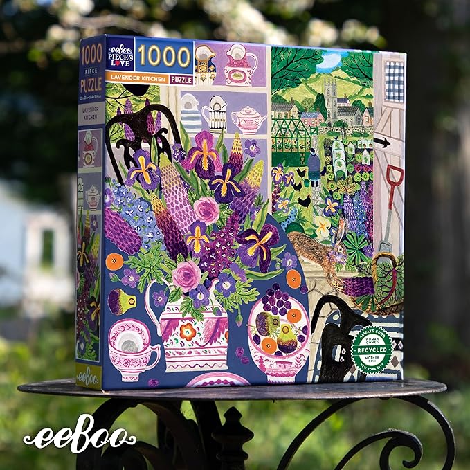 eeBoo 1000 Piece Puzzle - Lavender Kitchen Jigsaw Puzzle for Adults, Square 23" x 23" Made with Recycled Board & Vegetable-Based Ink