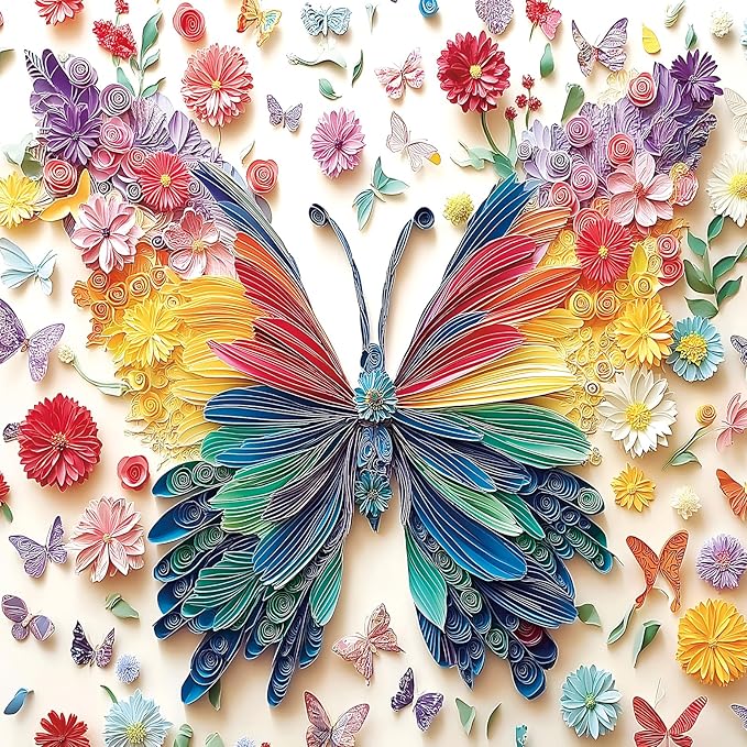 Butterfly Puzzles for Adults 500 Pieces, Colorful Paper Art Flower Butterfly Jigsaw Puzzles Challenging for Family Fun Party Game Gifts Decoration (20 x 20 Inch)